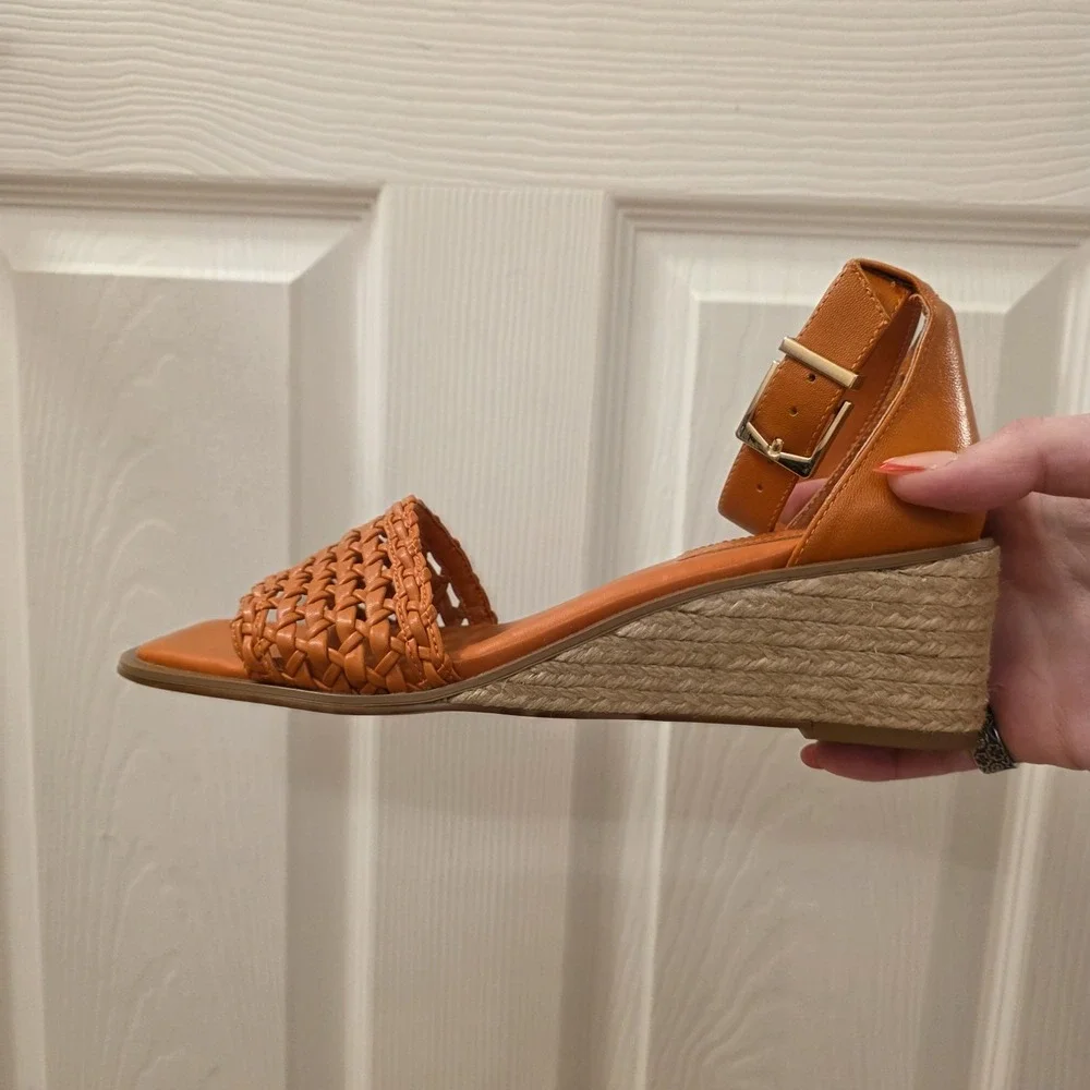 Vince Camuto Orange Adjustable Summery Tropical Espadrille Wedge Sandals Sz 8.5M